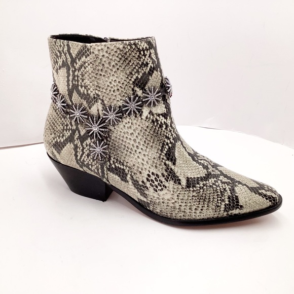 {Schutz} Natiely Snake Embossed Booties - Picture 1 of 12